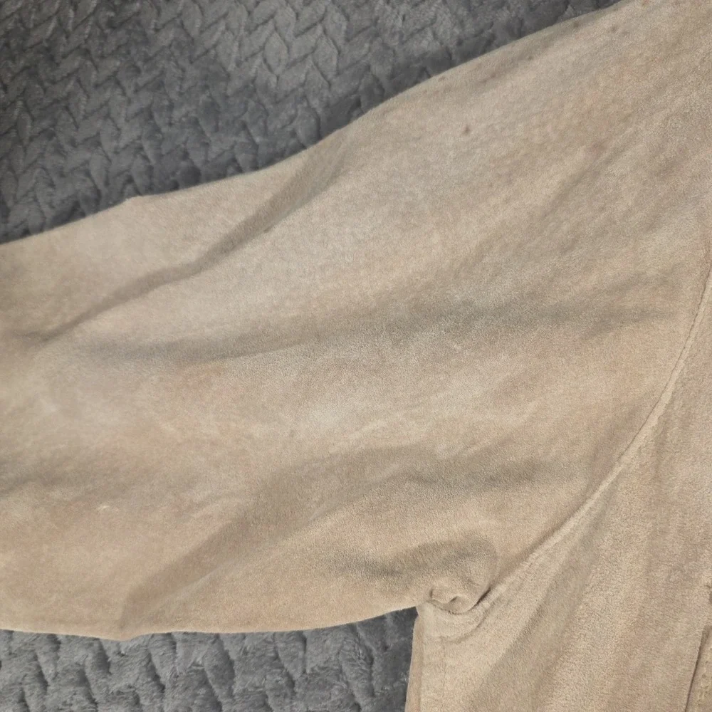 Vintage Distressed Banana Republic Suede Leather Shirt Jacket Men's Small Tan